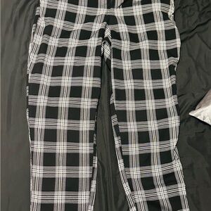 Hot Topic Black and White Dress Pants with Bold Plaid Pattern